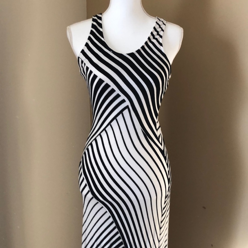 Gorgeous floor length black & white dress
